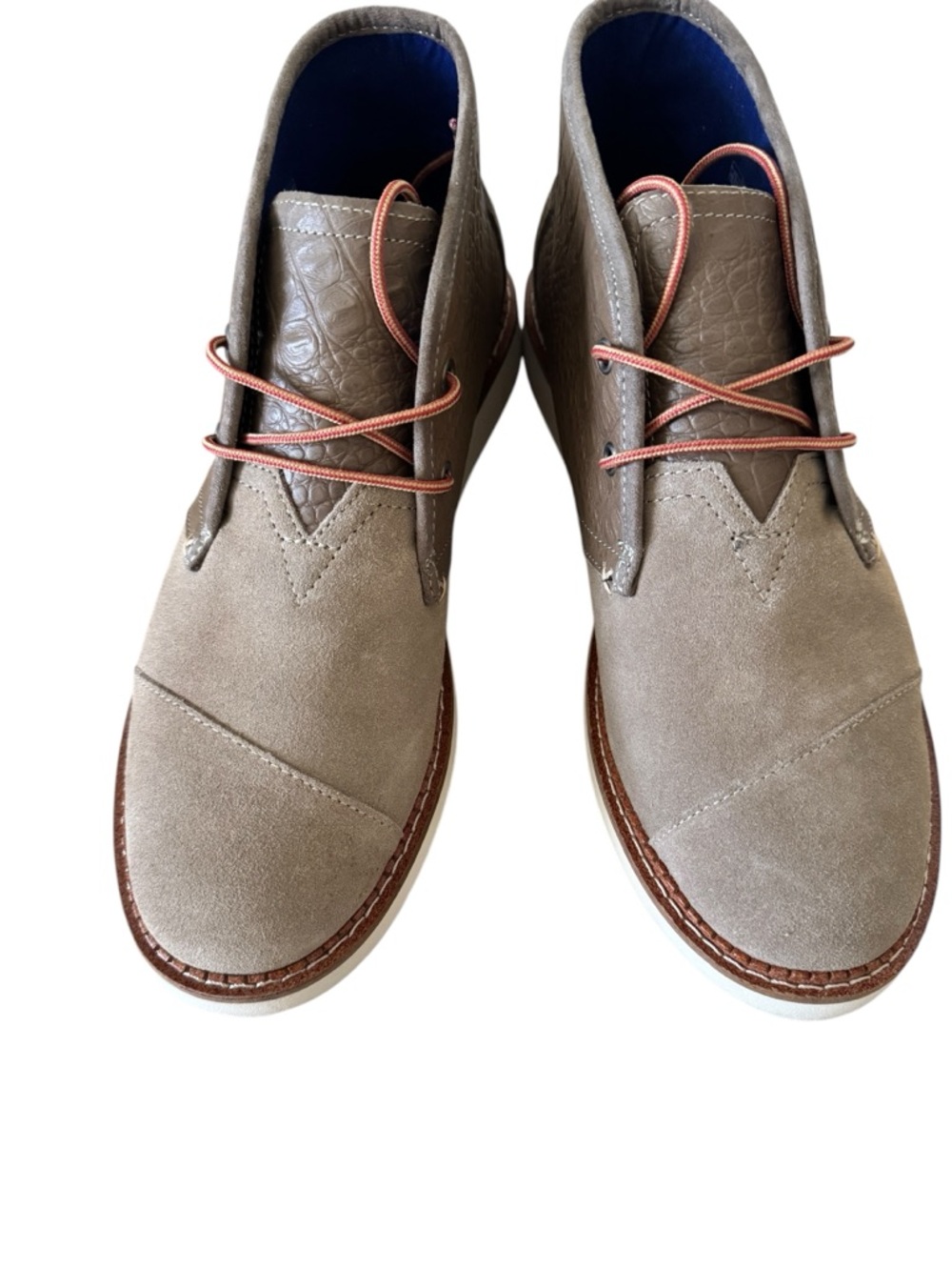 Toms Taupe Suede & Brown Collar Chukka Boots